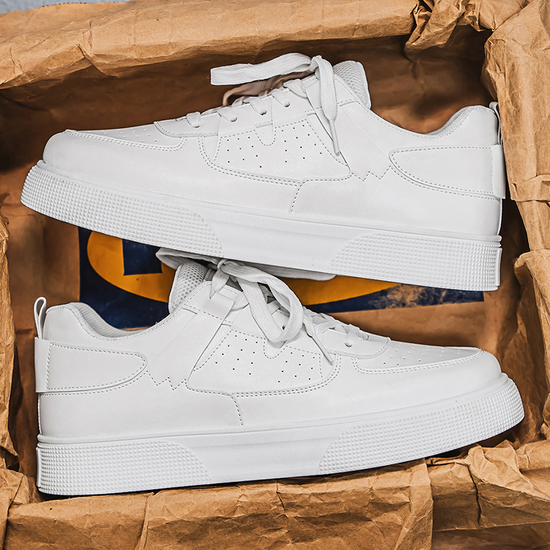 Mesh Top Layering - LOEIKAN Men's White Casual Sneakers |