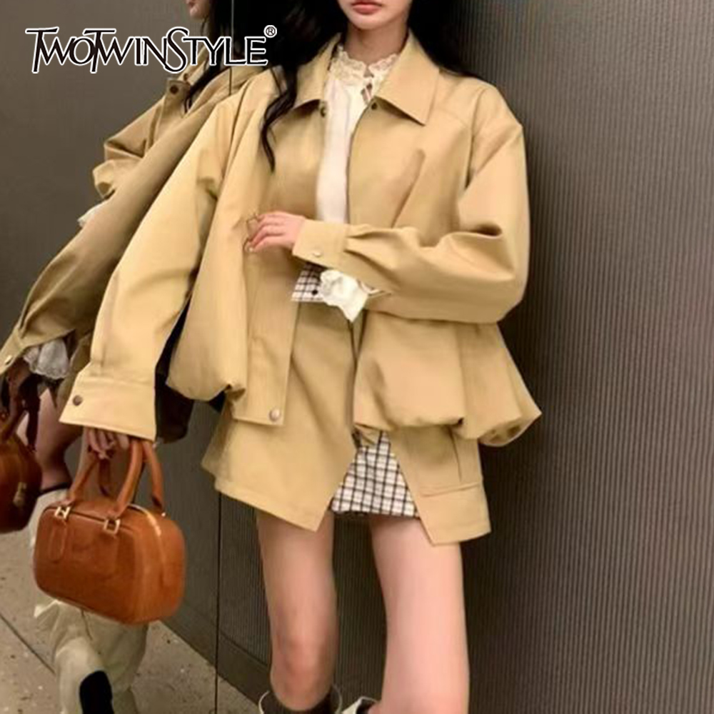 Street Fashion News - TWOTWINSTYLE Khakl Spliced Pocket Two Piece