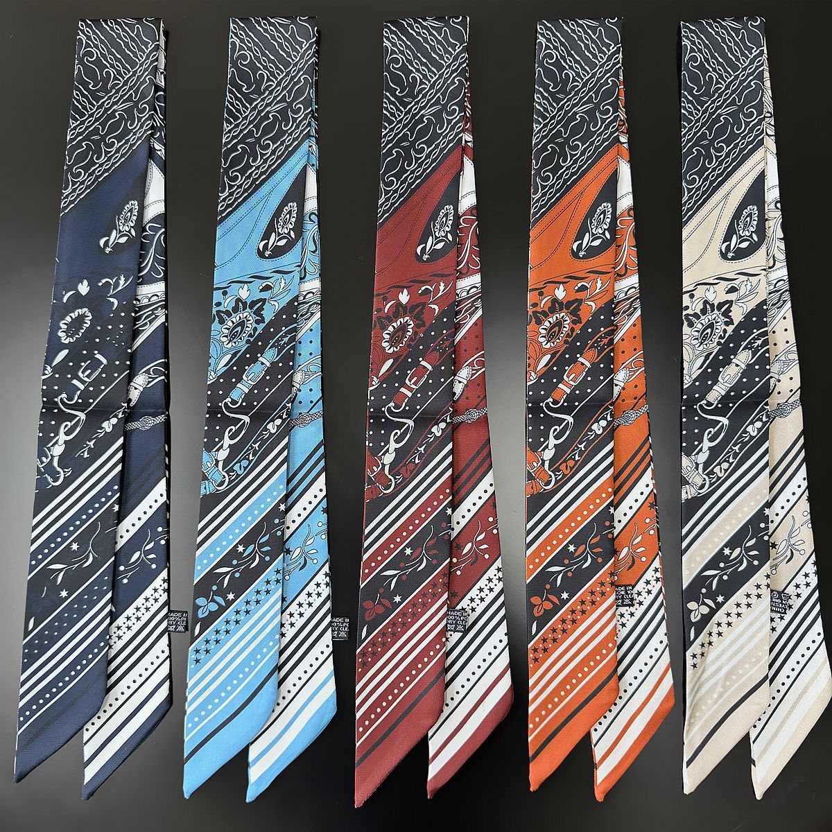 French Street Fashion - Thin and narrow decorative silk scarves