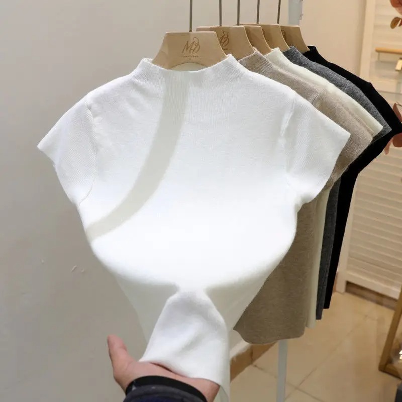 Korean Street Fashion Female - Fashion Basic Half High Neck Knit