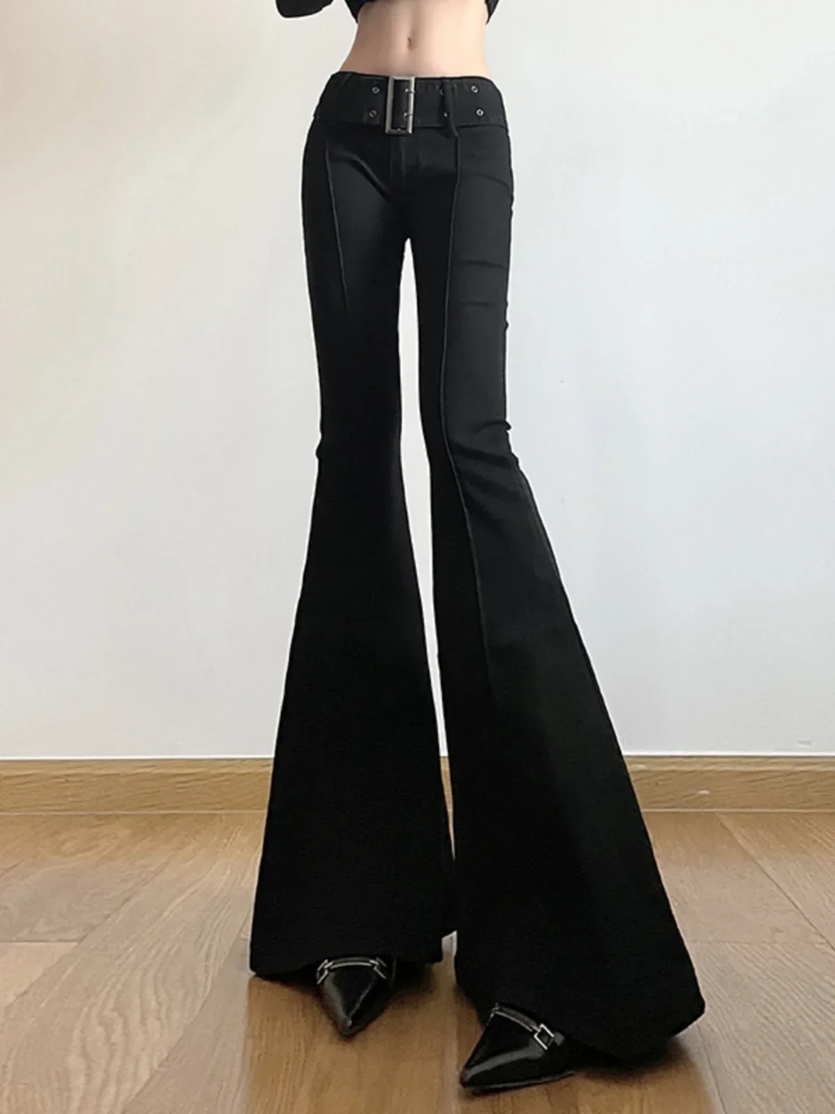 Fashion Street Yoga - Women's Black Jeans Flare Pants Y2k