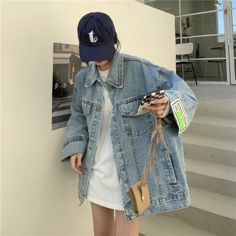 Korean Street Fashion Female - High Street Fashion Oversized Denim Jacket