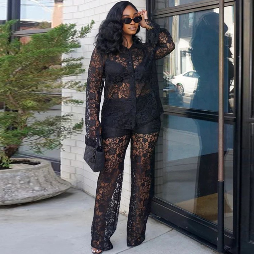 Street Fashion Youth - Perspective Lace Pants Set Summer 2024