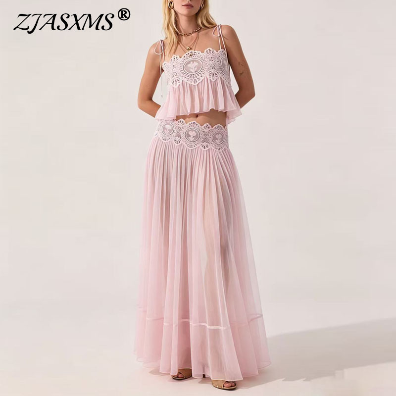 Mesh Top Layering - Women Lace Spaghetti Strap Crop Top