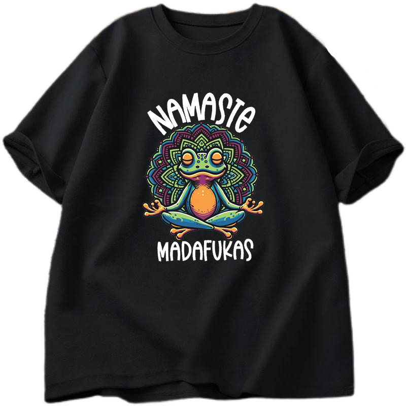 Fashion Street Yoga - Fun Yoga T-Shirt, Frog Pattern Self-Care