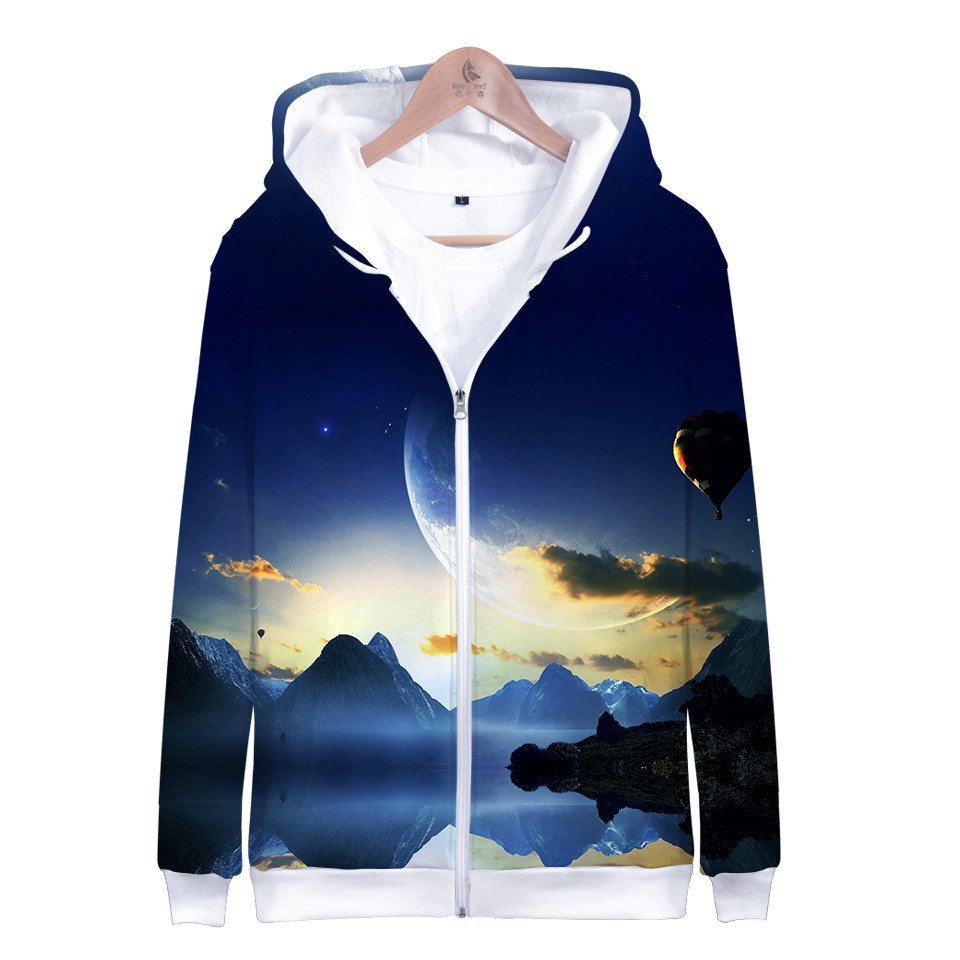 Coat Star Space Galaxy Hooded  - Street Fashion Zip Up Hoodie 评论和价格