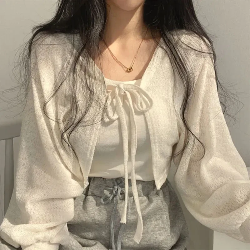 Summer Women Knitted Cardigan  - Korean Street Fashion Female 评论和价格