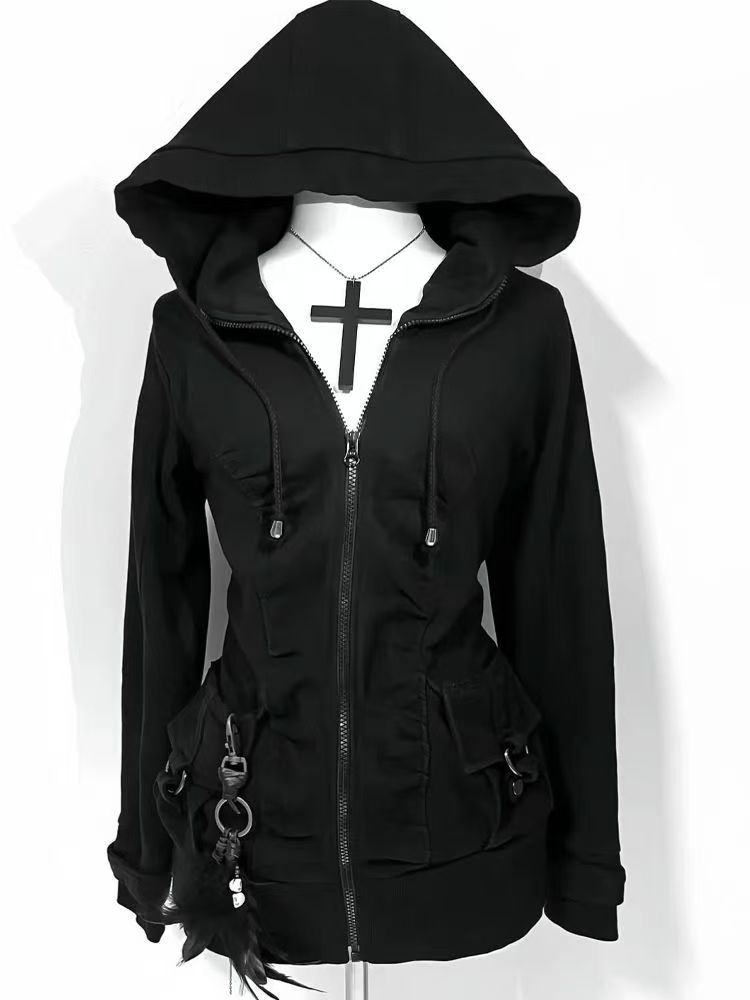 Black Fashion New Trend Women  - Street Fashion Zip Up Hoodie 评论和价格