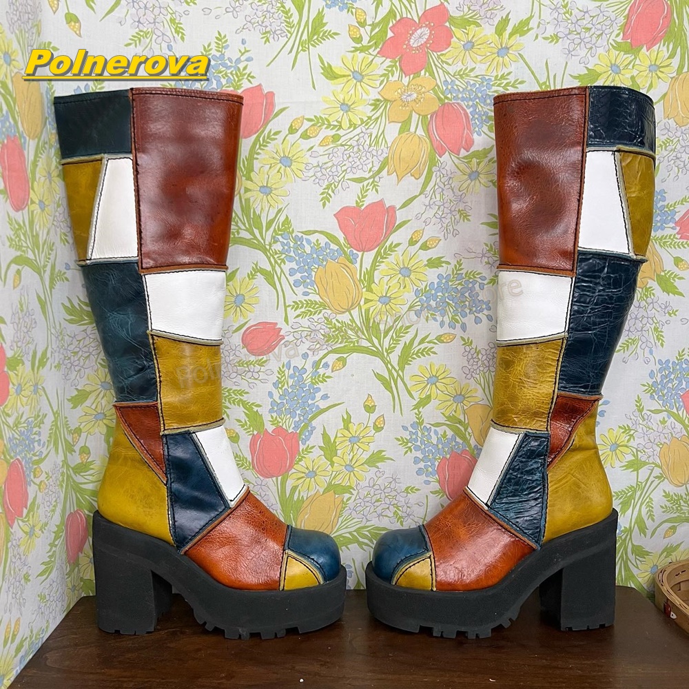 Women Retro Patchwork Leather  - Street Fashion Y2K 评论和价格