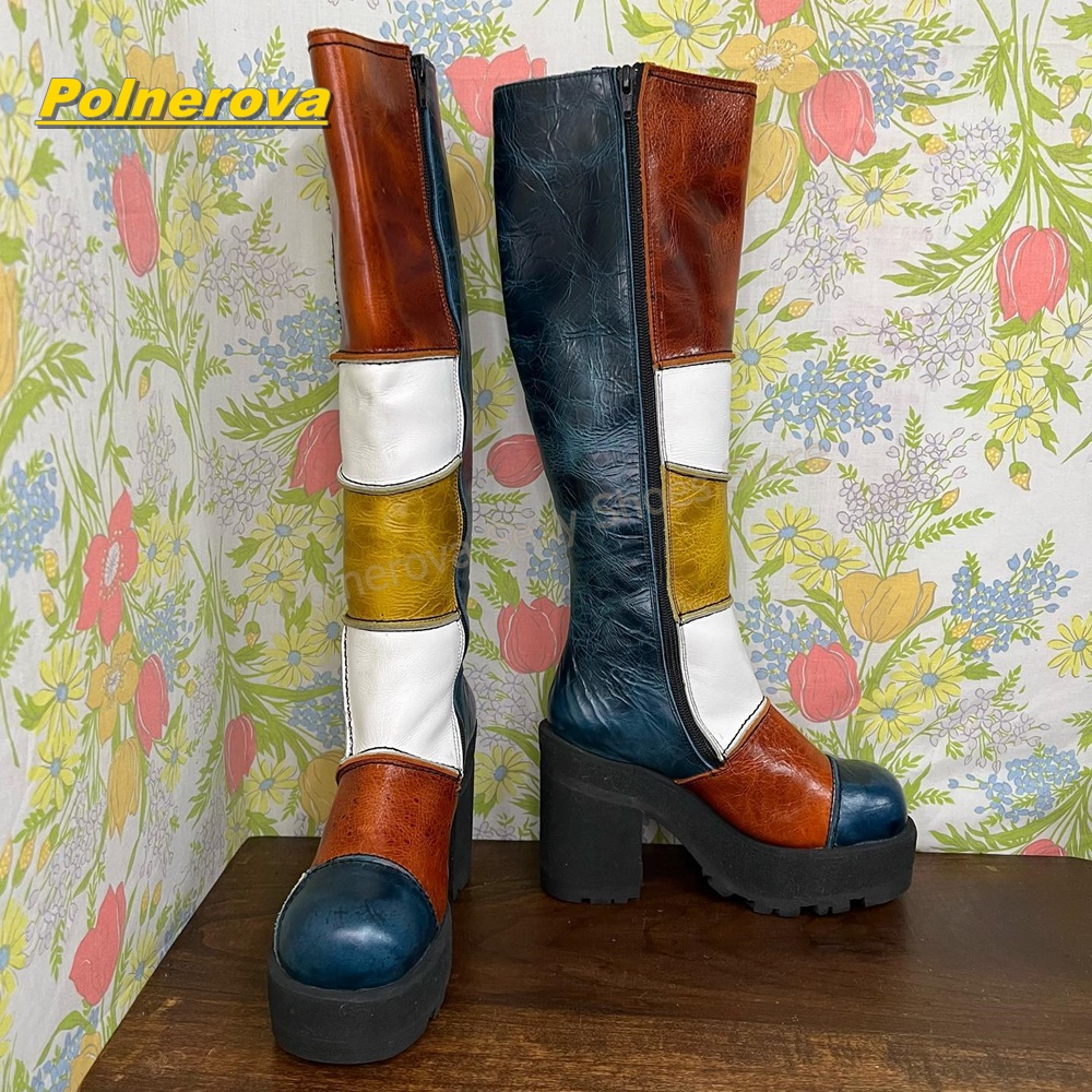 Women Retro Patchwork Leather  - Street Fashion Y2K 评论和价格