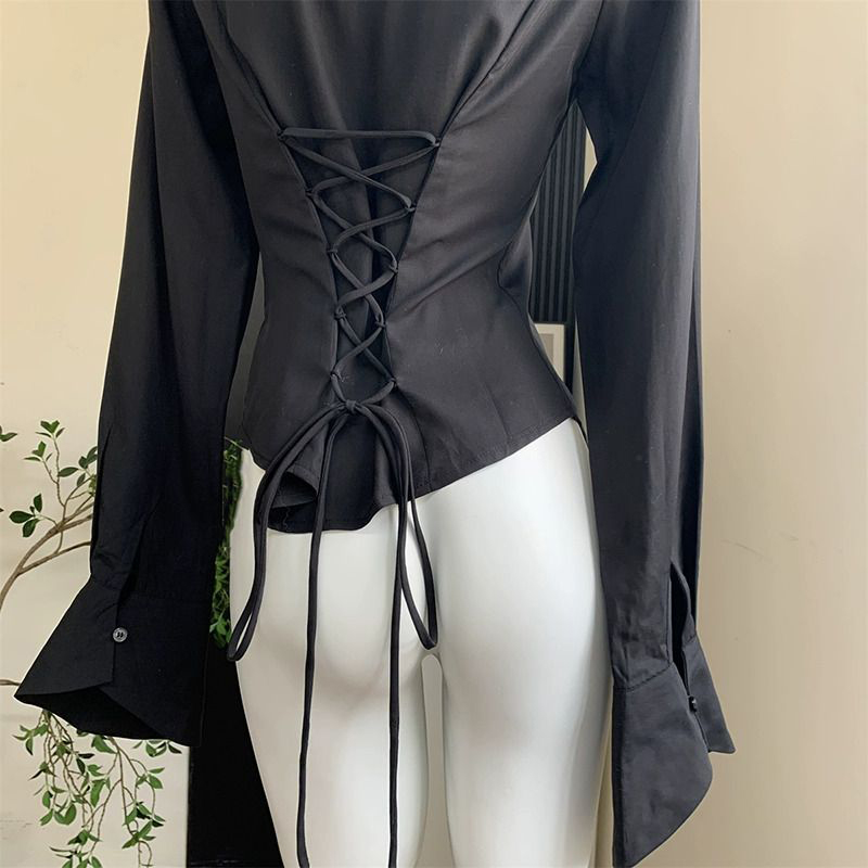 Gidyq Women Black Bandage Shir - Street Fashion Korea 评论和价格