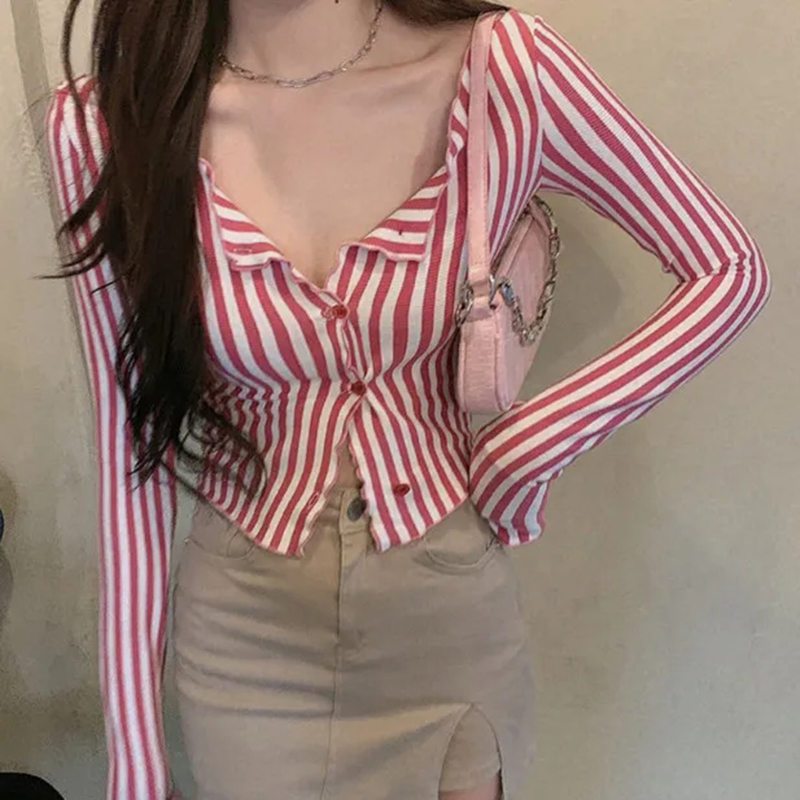 MEXZT Vintage Striped Shirts W - Street Fashion Korea 评论和价格