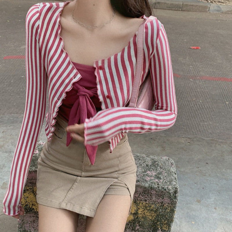 MEXZT Vintage Striped Shirts W - Street Fashion Korea 评论和价格