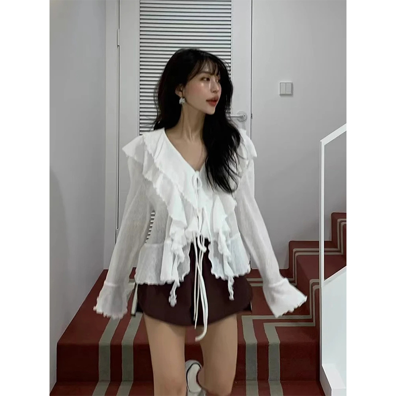 MEXZT Cropped White Shirts Wom - Street Fashion Korea 评论和价格