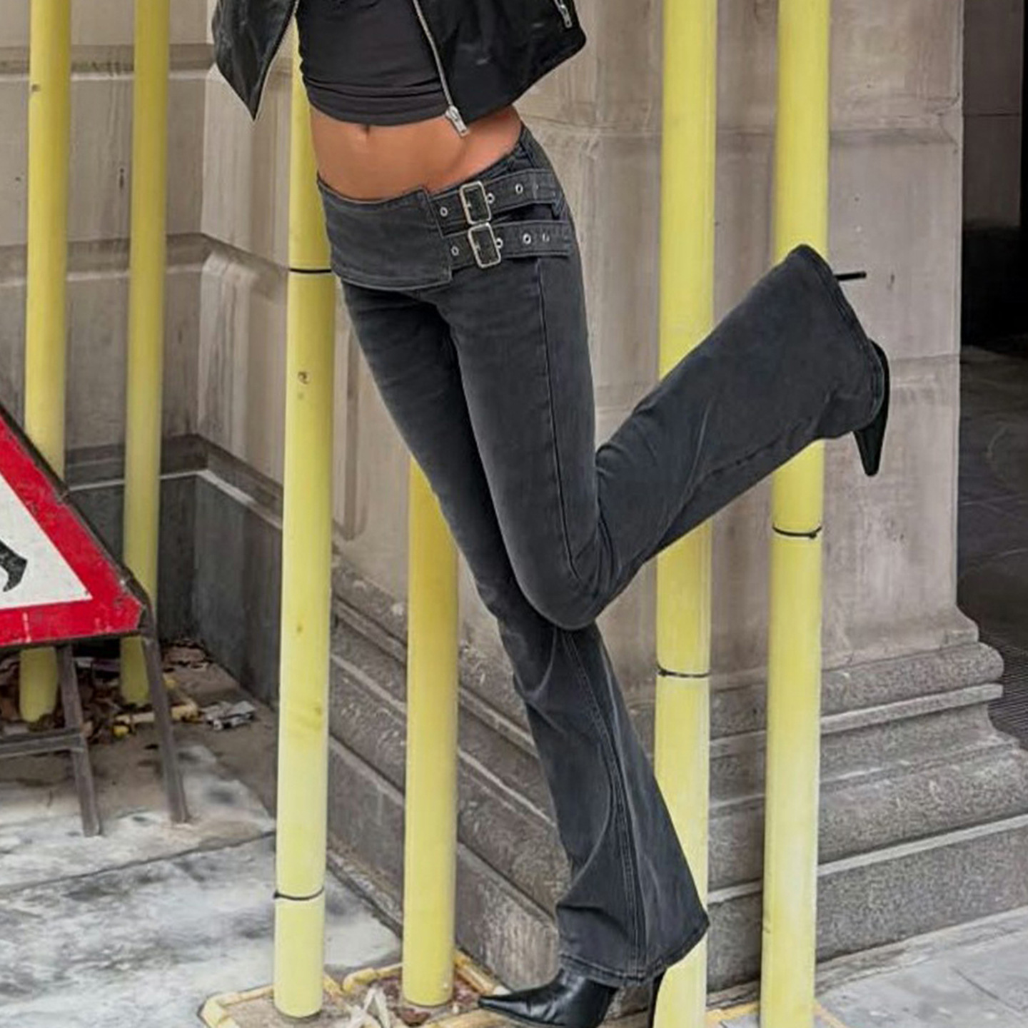 Women's Black Jeans Flare Pant - Fashion Street Yoga 评论和价格