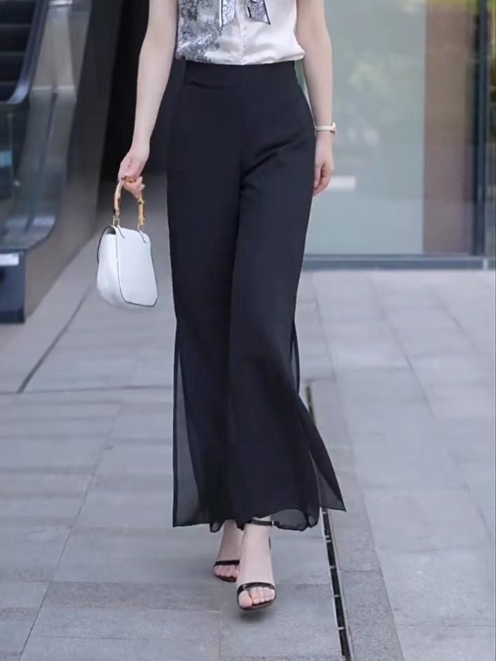 High Slit Solid Black Loose Yo - Fashion Street Yoga 评论和价格