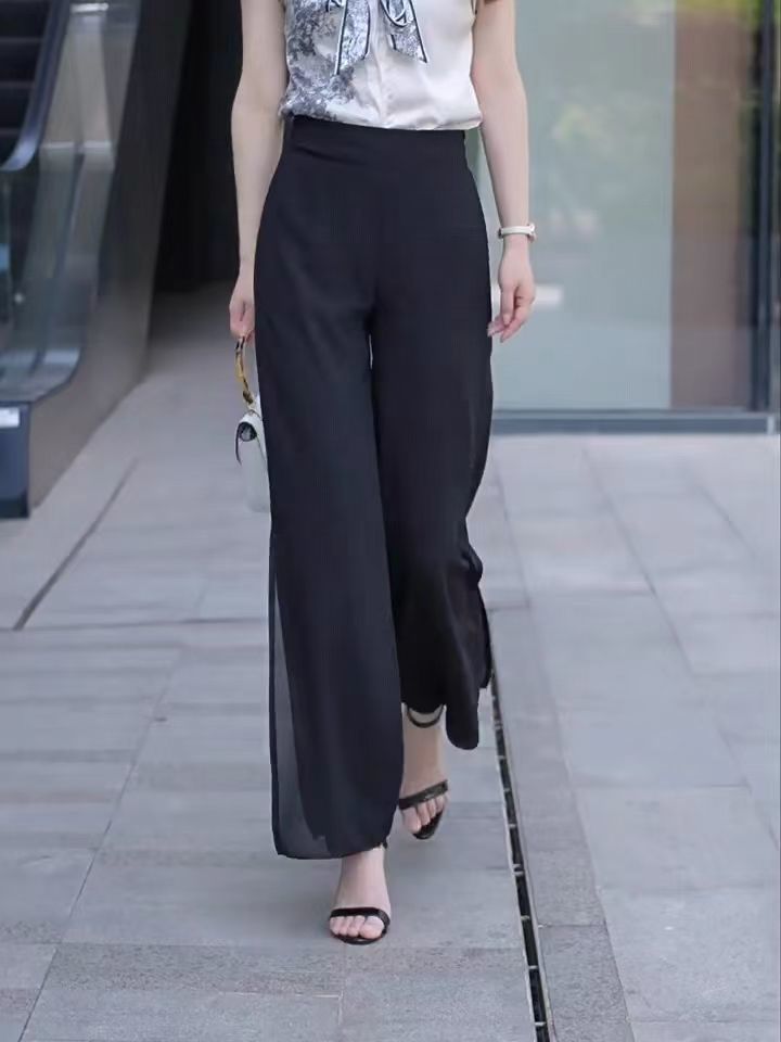 High Slit Solid Black Loose Yo - Fashion Street Yoga 评论和价格