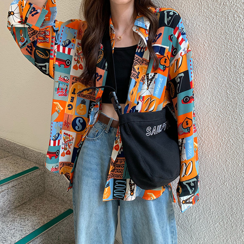 Shirts Women Spring Printed Th - Korean Street Fashion Female 评论和价格