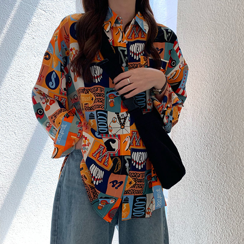 Shirts Women Spring Printed Th - Korean Street Fashion Female 评论和价格