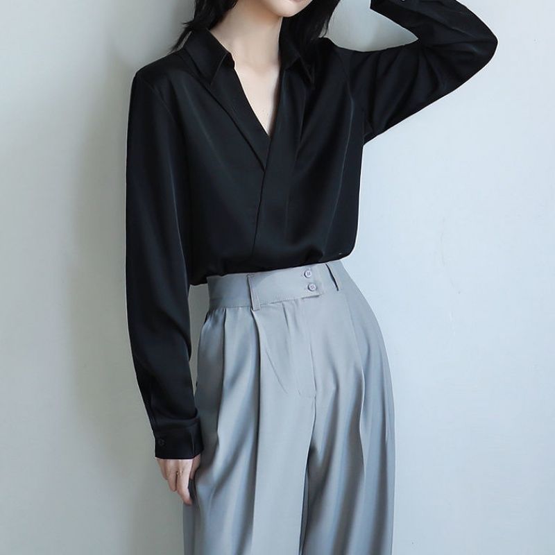 Gidyq Women Black Chiffon Shir - Street Fashion Korea 评论和价格
