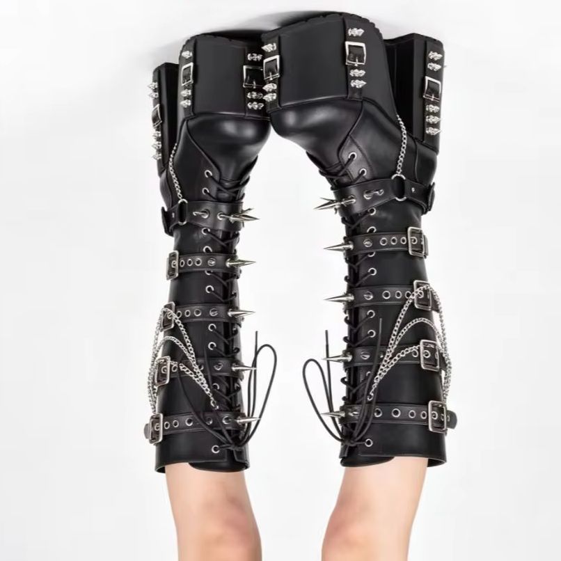 Punk-Style Platform Motorcycle - Street Fashion Y2K 评论和价格