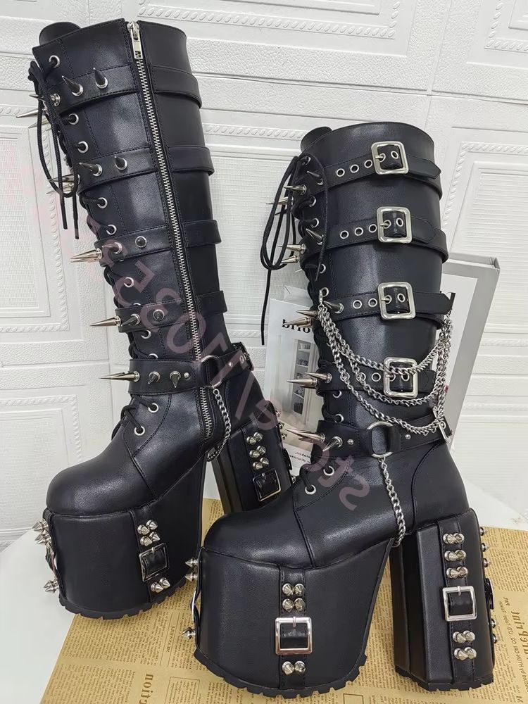 Punk-Style Platform Motorcycle - Street Fashion Y2K 评论和价格