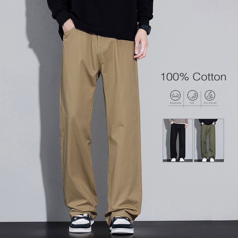 100% Cotton Men's Baggy Wide-l - Street Fashion Korea 评论和价格