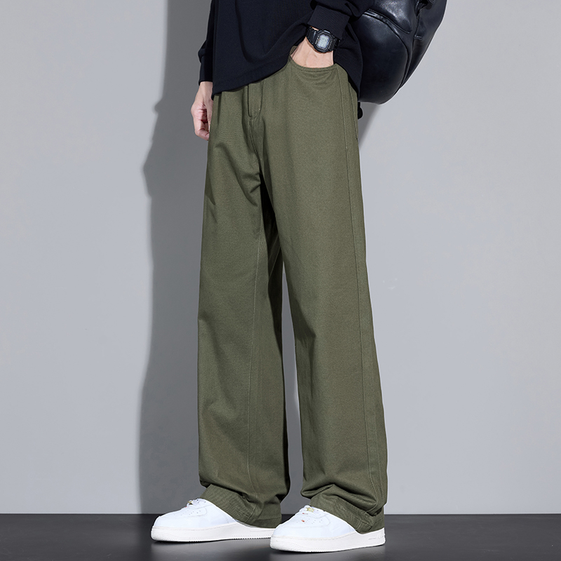 100% Cotton Men's Baggy Wide-l - Street Fashion Korea 评论和价格