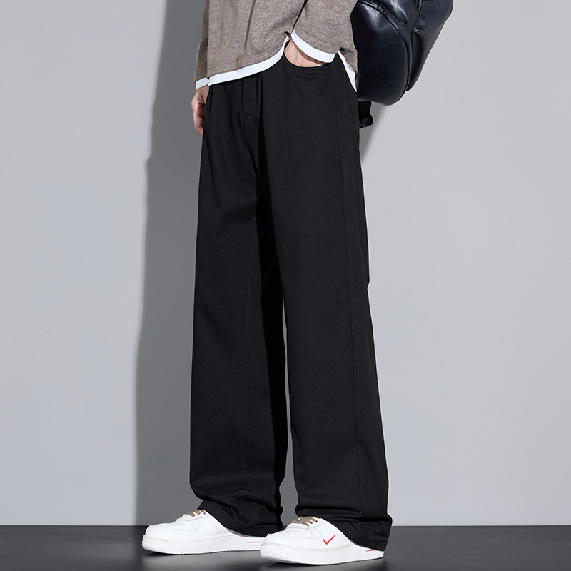 100% Cotton Men's Baggy Wide-l - Street Fashion Korea 评论和价格