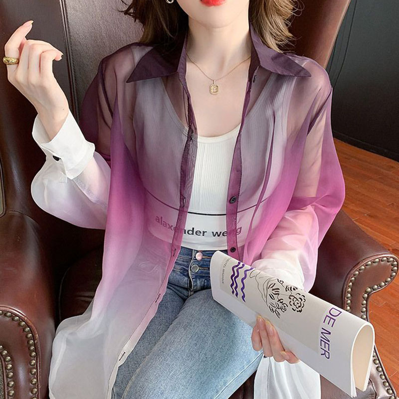 Fashion Gradient Color Chiffon - Street Fashion Korea 评论和价格