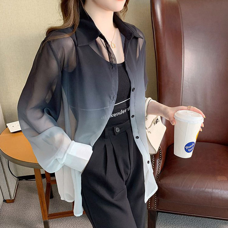 Fashion Gradient Color Chiffon - Street Fashion Korea 评论和价格