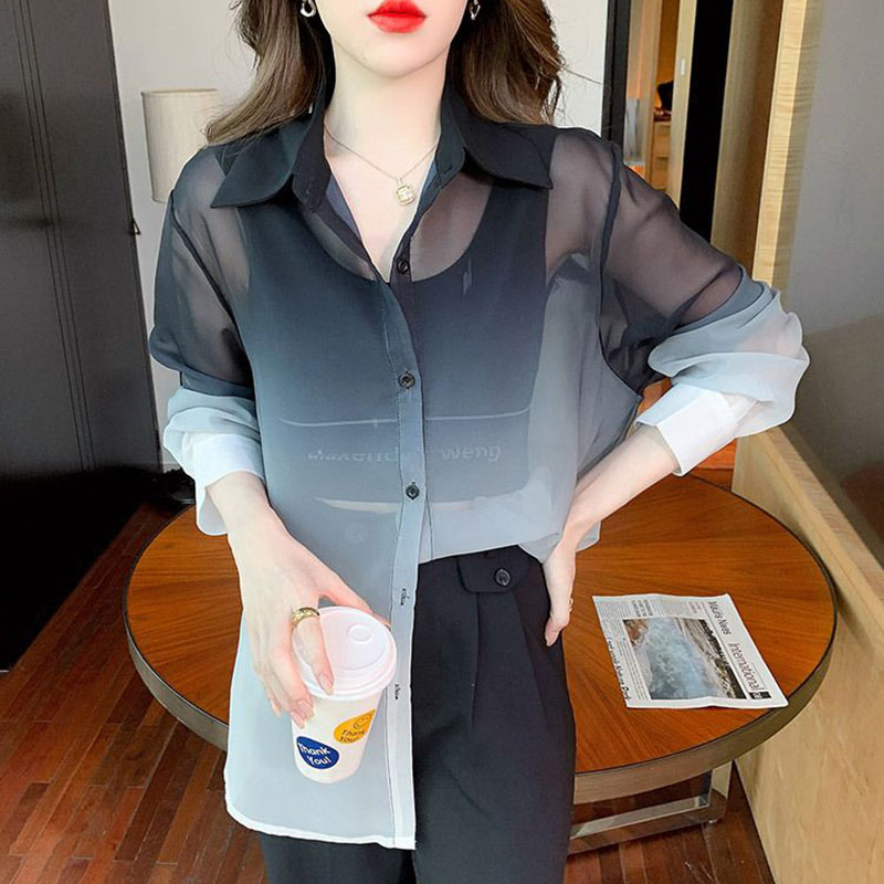 Fashion Gradient Color Chiffon - Street Fashion Korea 评论和价格