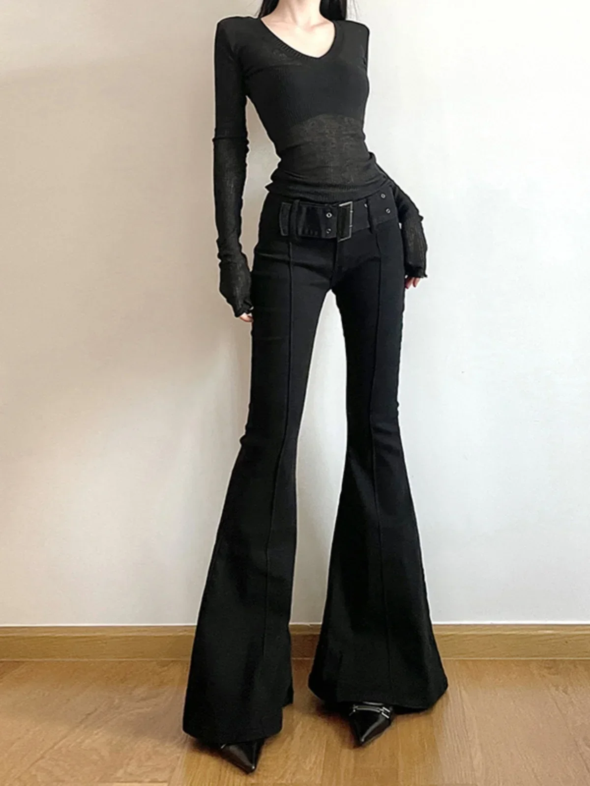 Women's Black Jeans Flare Pant - Fashion Street Yoga 评论和价格