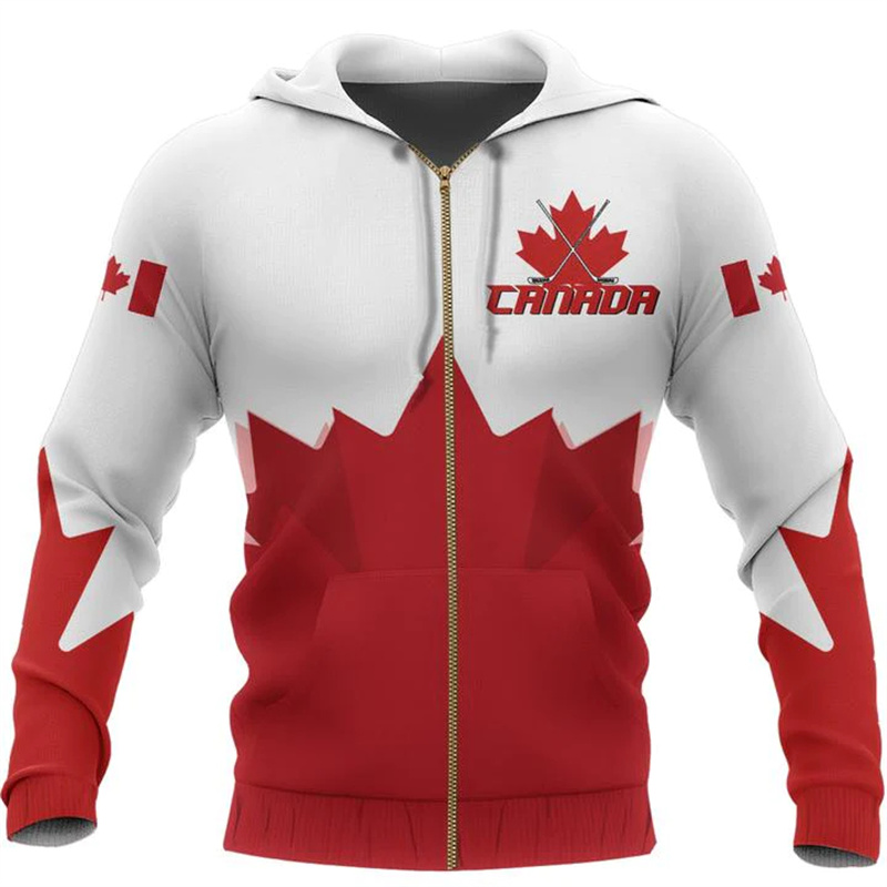 Canada 3d All Over Printed Map - Street Fashion Zip Up Hoodie 评论和价格