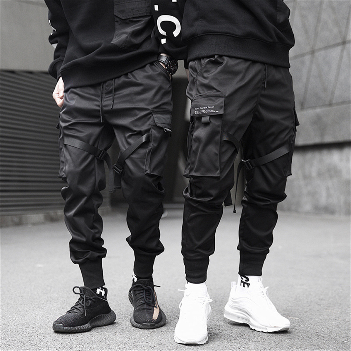 Black Hip Hop Cargo Pants Summ - Street Fashion Korea 评论和价格
