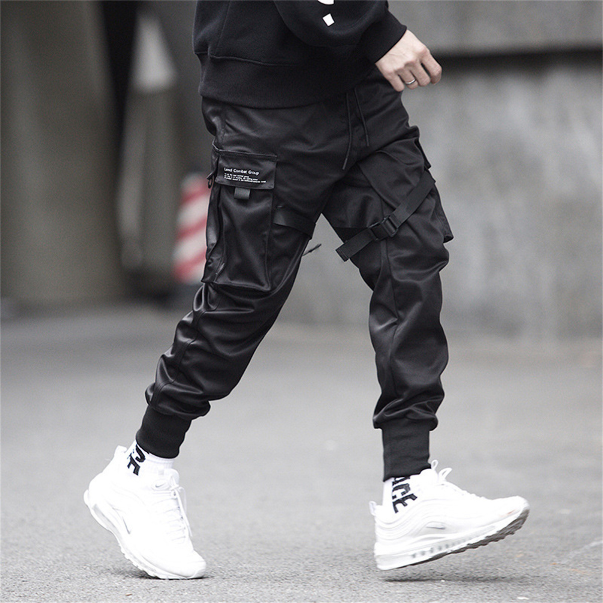 Black Hip Hop Cargo Pants Summ - Street Fashion Korea 评论和价格