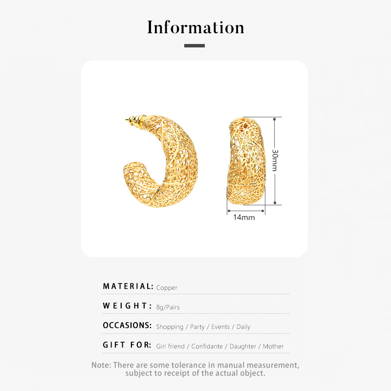 IVOG C Shape Hollowed Out Earr - Street Fashion Websites 评论和价格