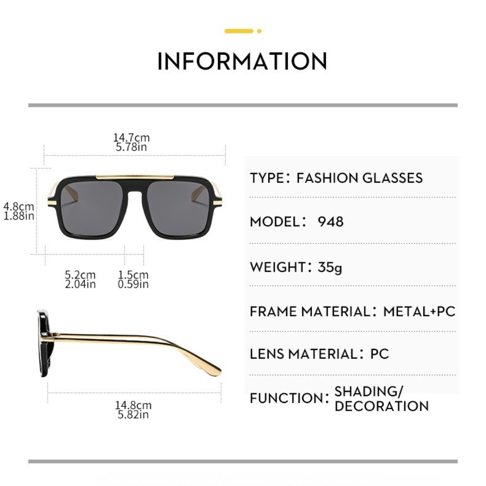 Luxury Brand Square Sunglasses - Street Fashion Photoshoot 评论和价格
