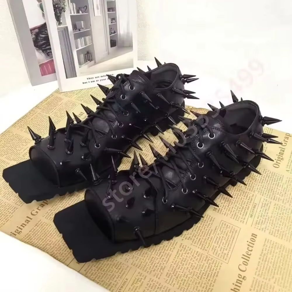 Women's Black Leather Hog Toe  - Street Fashion Y2K 评论和价格