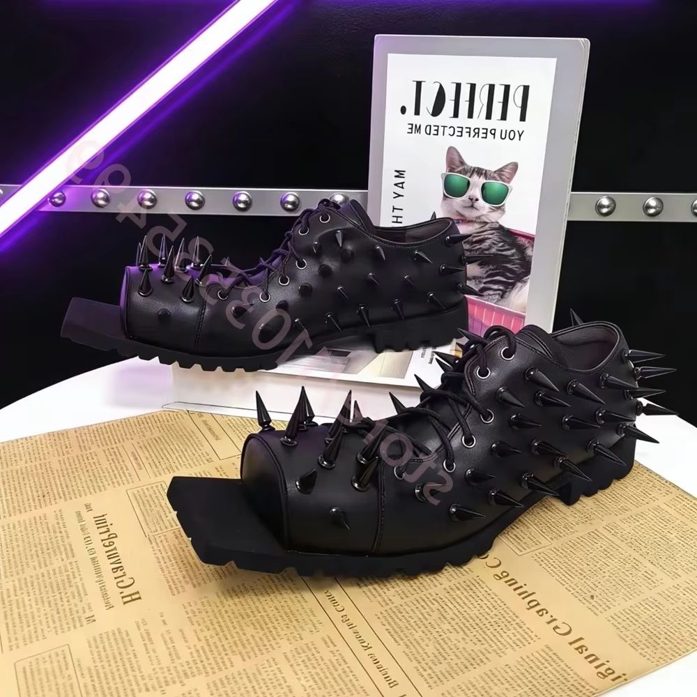 Women's Black Leather Hog Toe  - Street Fashion Y2K 评论和价格