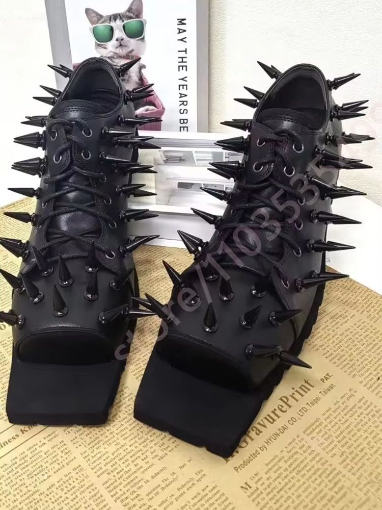 Women's Black Leather Hog Toe  - Street Fashion Y2K 评论和价格