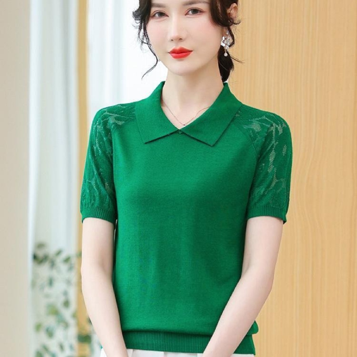 Women Summer Sweater Polo Neck - Korean Street Fashion Female 评论和价格