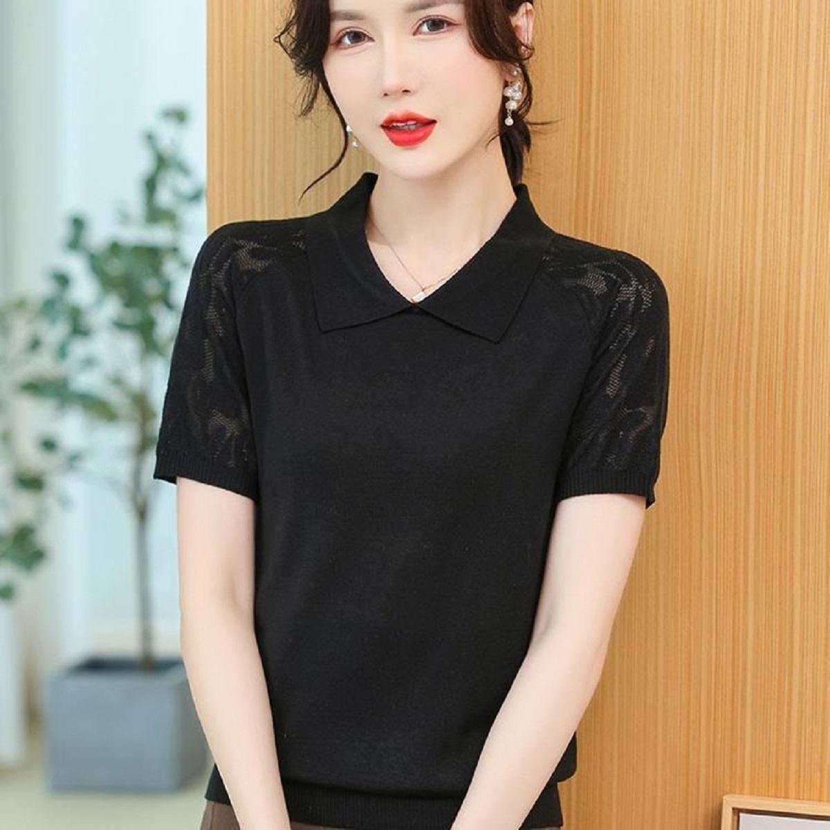 Women Summer Sweater Polo Neck - Korean Street Fashion Female 评论和价格