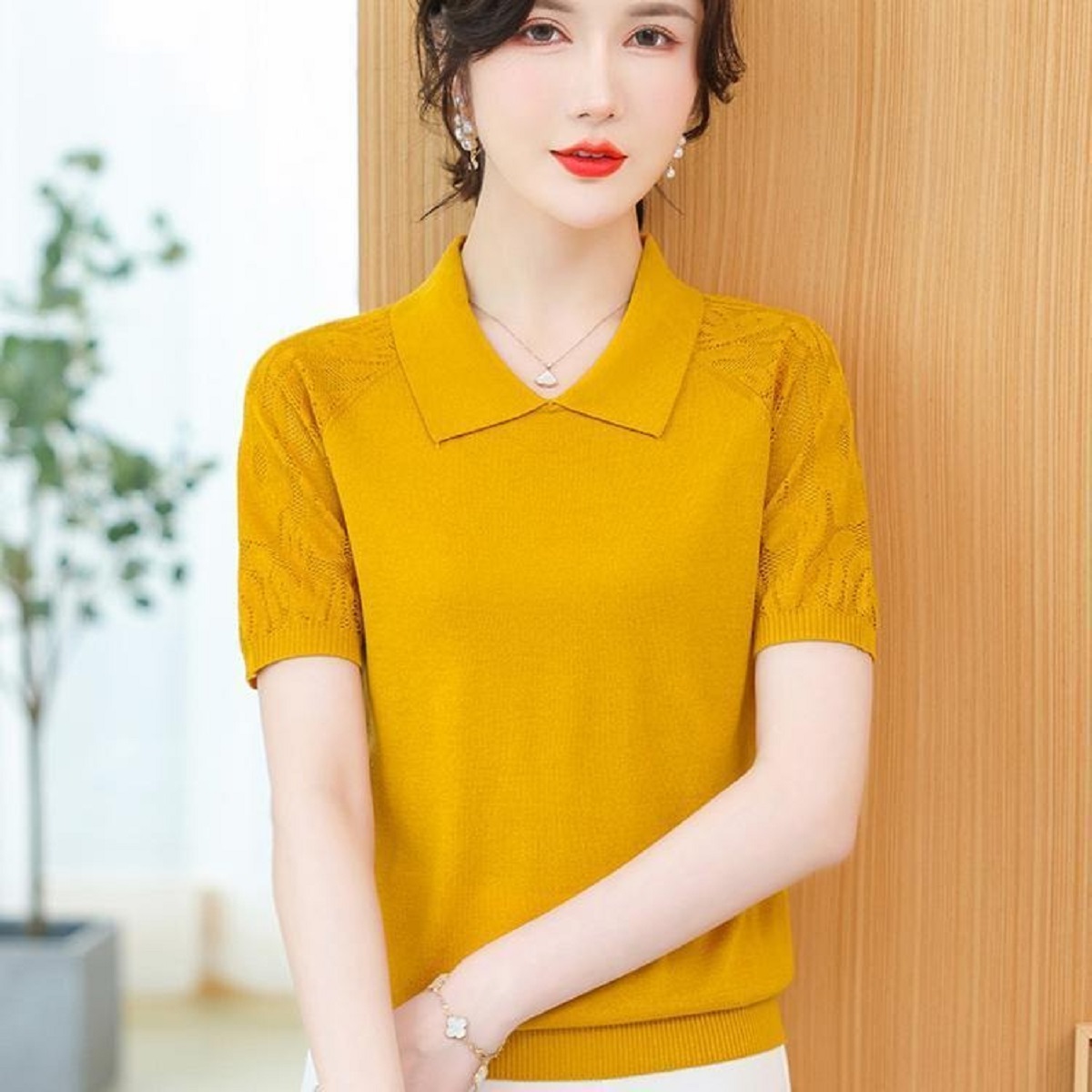 Women Summer Sweater Polo Neck - Korean Street Fashion Female 评论和价格