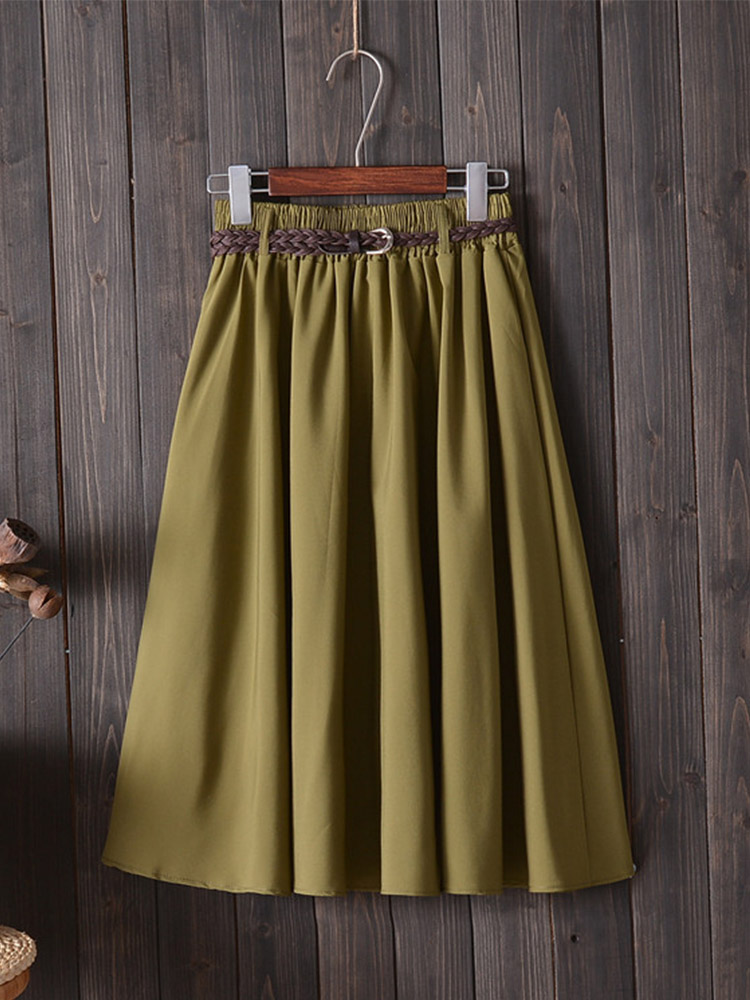 Midi Knee Length Summer Skirt  - Korean Street Fashion Female 评论和价格
