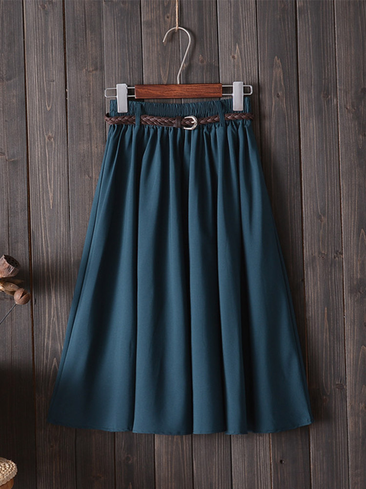 Midi Knee Length Summer Skirt  - Korean Street Fashion Female 评论和价格