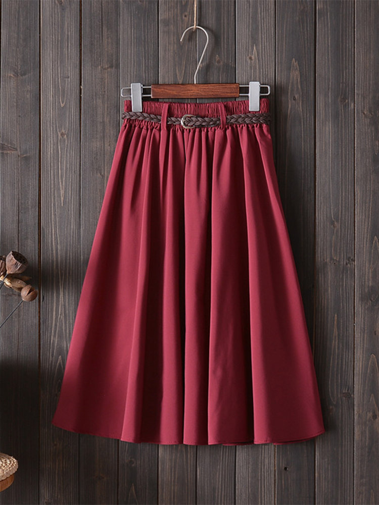 Midi Knee Length Summer Skirt  - Korean Street Fashion Female 评论和价格