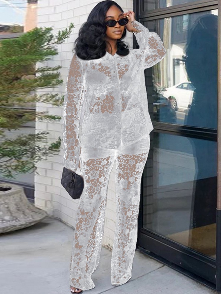 Perspective Lace Pants Set Sum - Street Fashion Youth 评论和价格